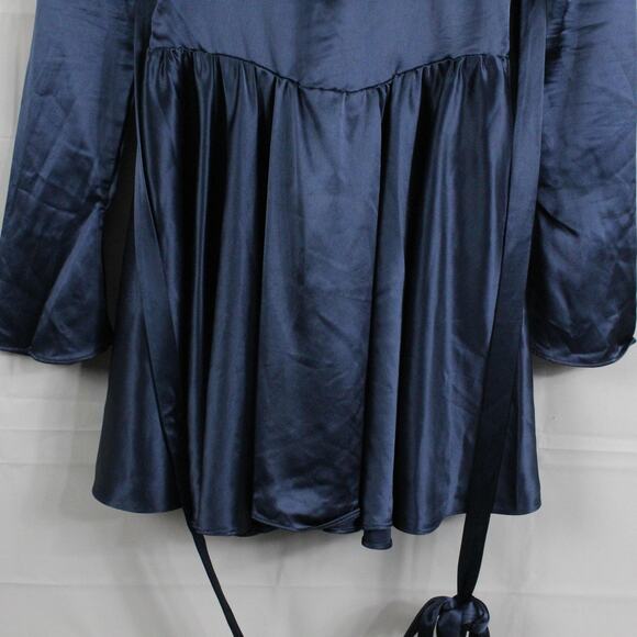 House of CB Dress Small Plus Cup Dominique Navy Plunge Mini Blue Satin Flirty - Picture 8 of 15
